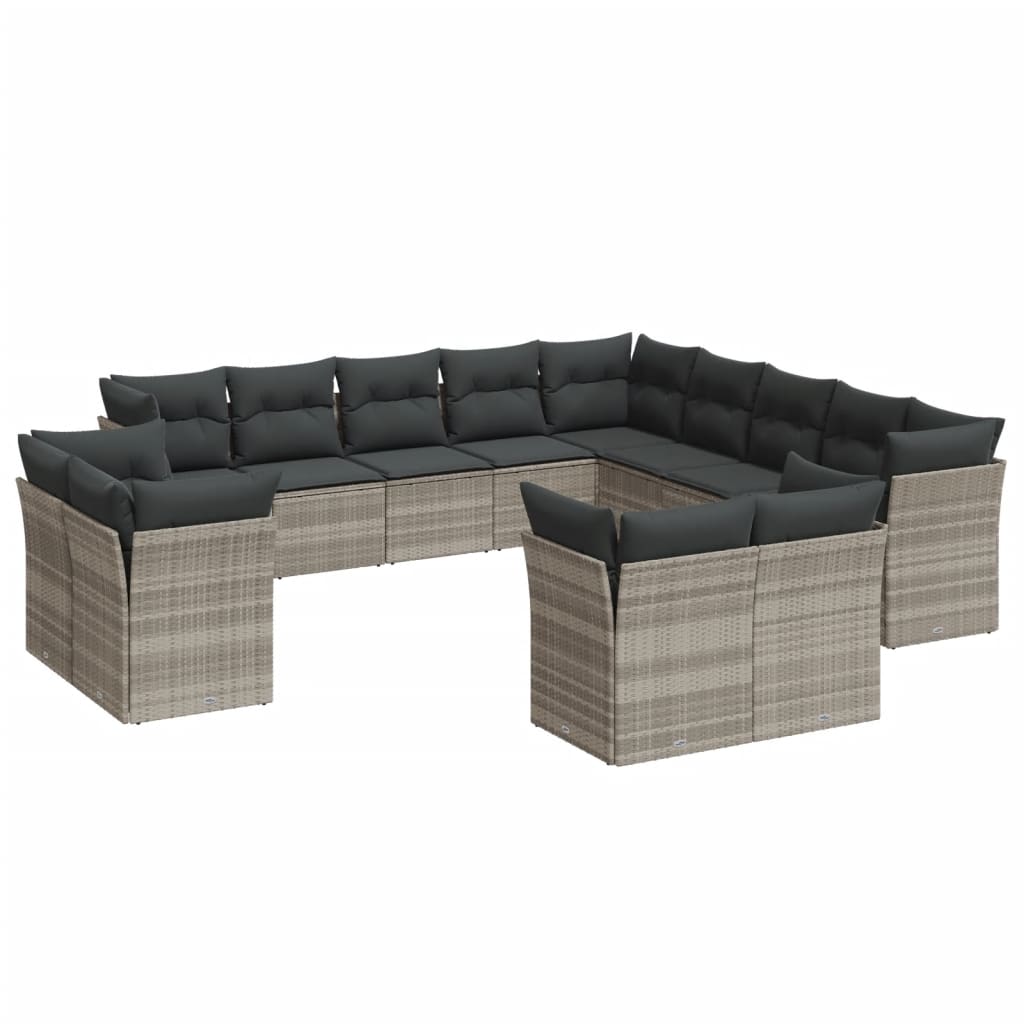 13-delige Loungeset met kussens poly rattan lichtgrijs is nu te koop bij PeponiXL, paradijselijk wonen!