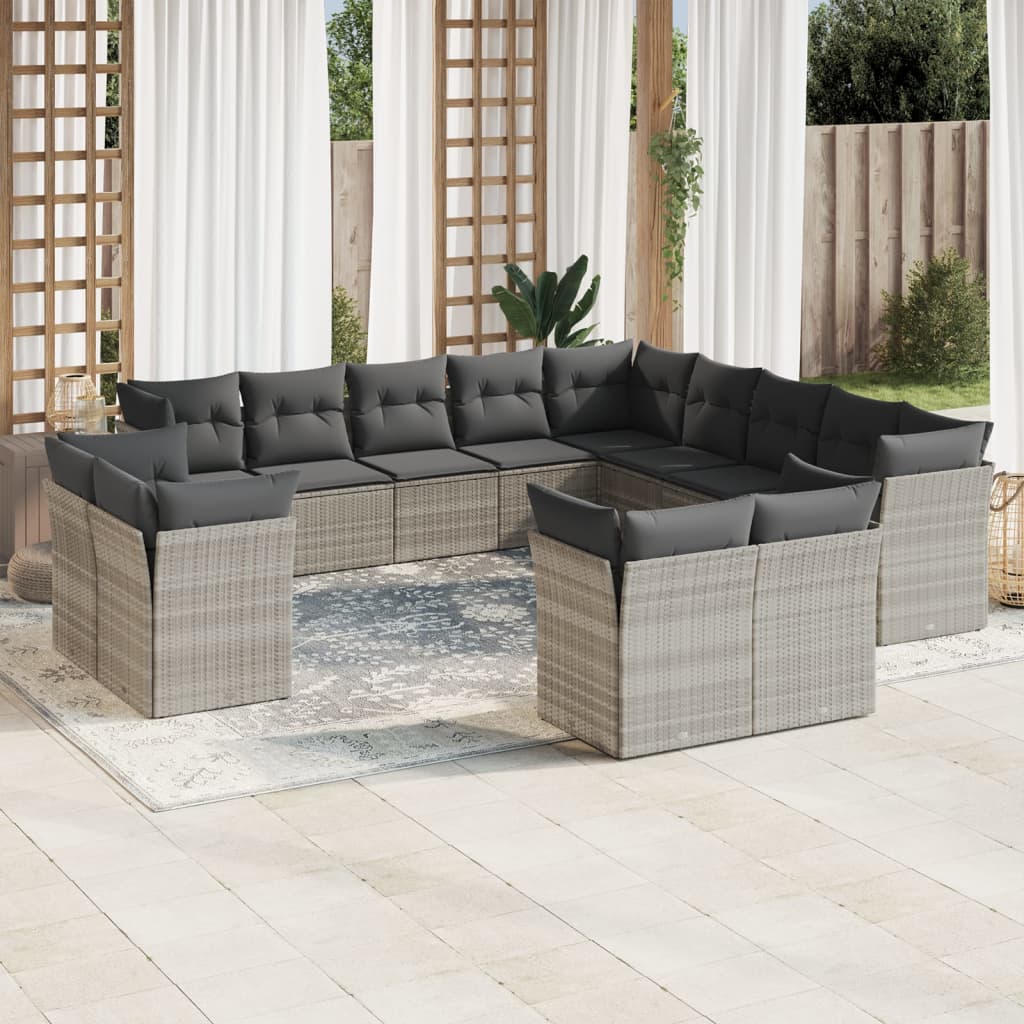 13-delige Loungeset met kussens poly rattan lichtgrijs is nu te koop bij PeponiXL, paradijselijk wonen!
