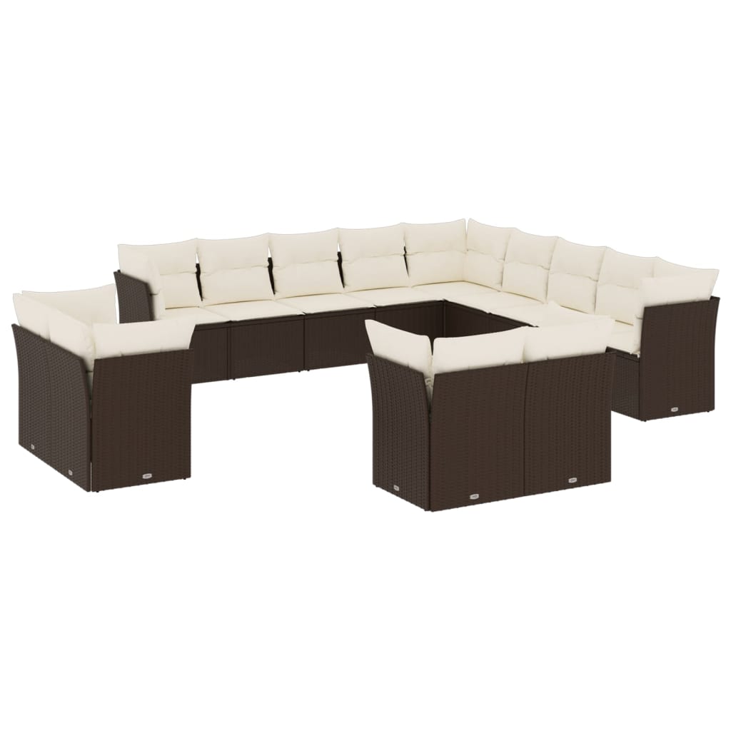 13-delige Loungeset met kussens poly rattan bruin is nu te koop bij PeponiXL, paradijselijk wonen!