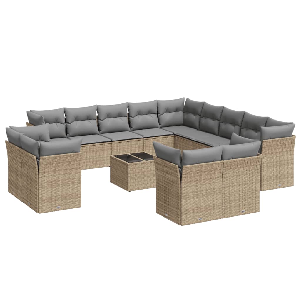 14-delige Loungeset met kussens poly rattan beige is nu te koop bij PeponiXL, paradijselijk wonen!