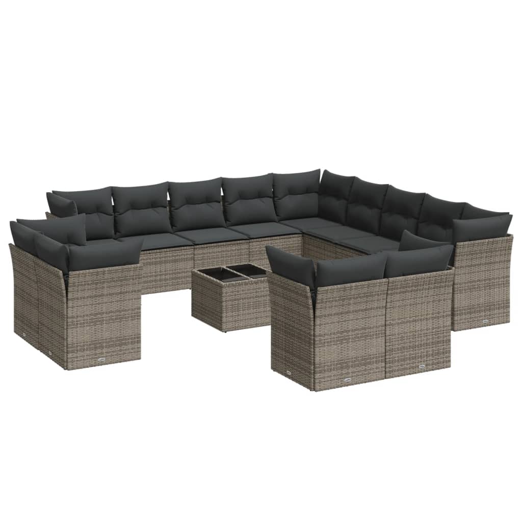 14-delige Loungeset met kussens poly rattan grijs is nu te koop bij PeponiXL, paradijselijk wonen!