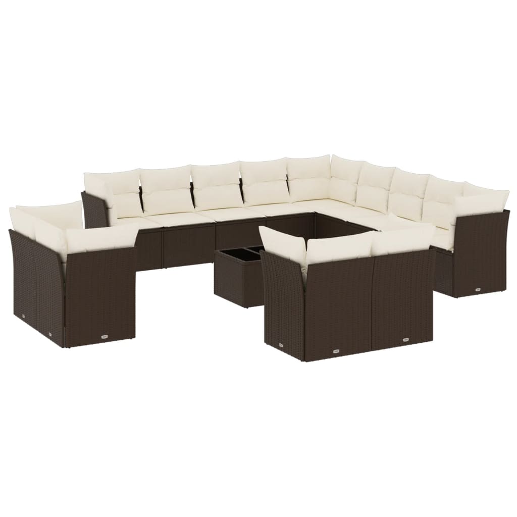 14-delige Loungeset met kussens poly rattan bruin is nu te koop bij PeponiXL, paradijselijk wonen!