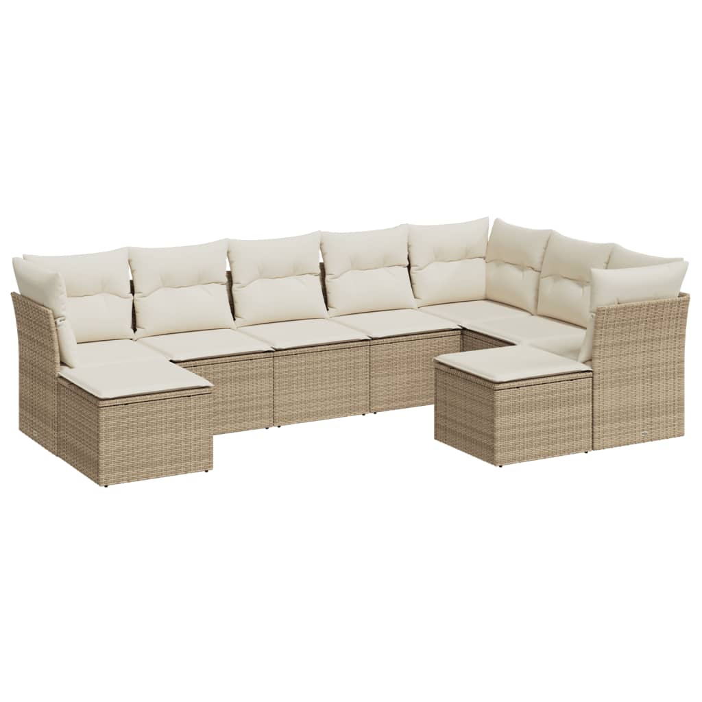 9-delige Loungeset met kussens poly rattan beige is nu te koop bij PeponiXL, paradijselijk wonen!