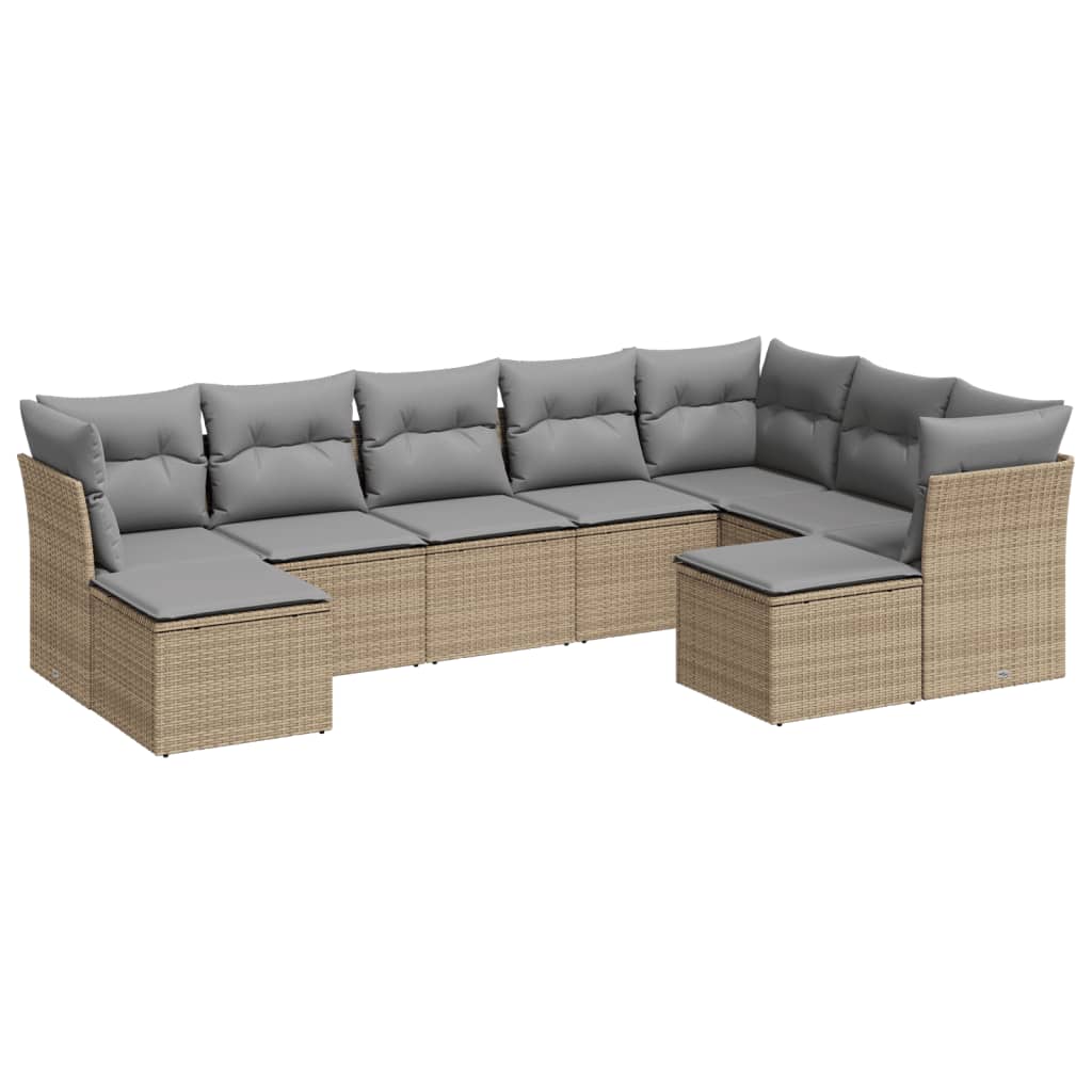 9-delige Loungeset met kussens poly rattan beige is nu te koop bij PeponiXL, paradijselijk wonen!