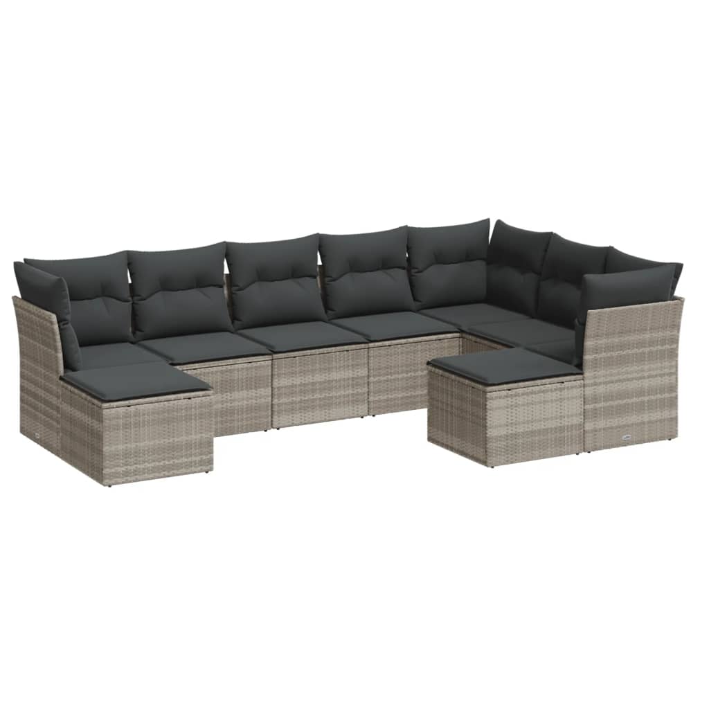 9-delige Loungeset met kussens poly rattan lichtgrijs is nu te koop bij PeponiXL, paradijselijk wonen!