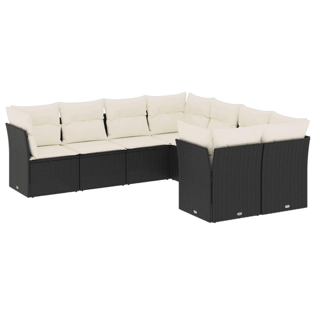 8-delige Loungeset met kussens poly rattan zwart is nu te koop bij PeponiXL, paradijselijk wonen!