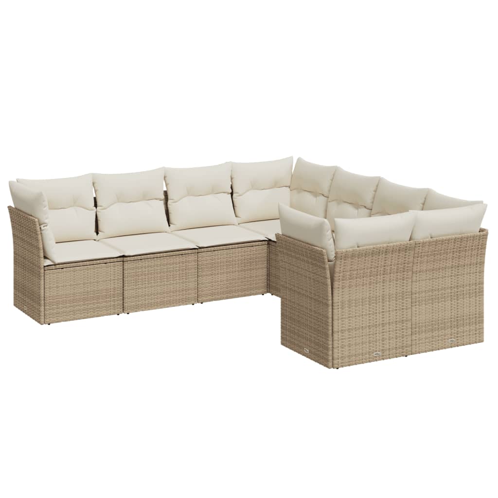 8-delige Loungeset met kussens poly rattan beige is nu te koop bij PeponiXL, paradijselijk wonen!