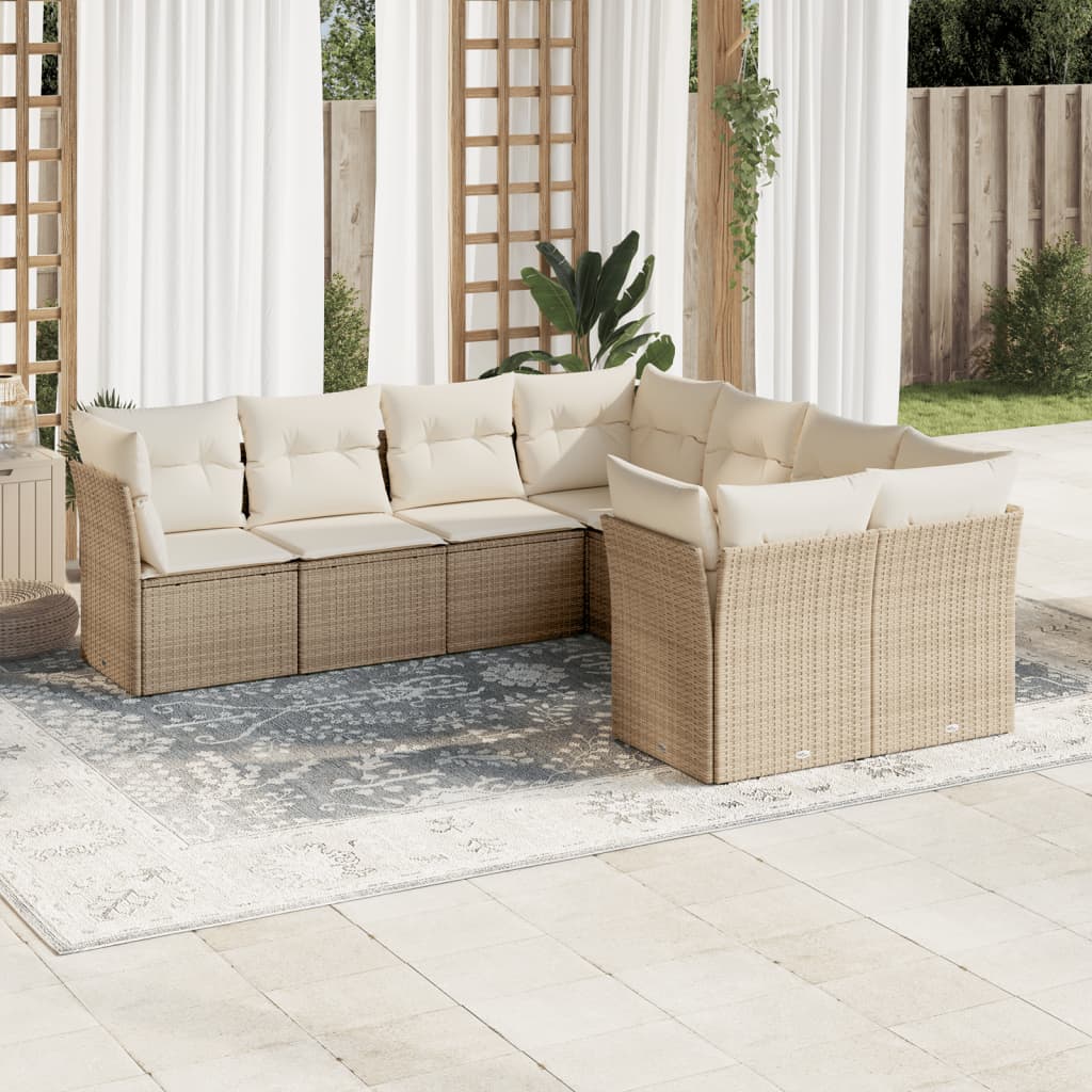 8-delige Loungeset met kussens poly rattan beige is nu te koop bij PeponiXL, paradijselijk wonen!