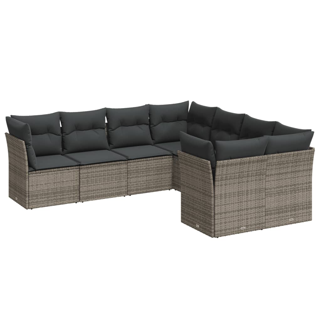 8-delige Loungeset met kussens poly rattan grijs is nu te koop bij PeponiXL, paradijselijk wonen!