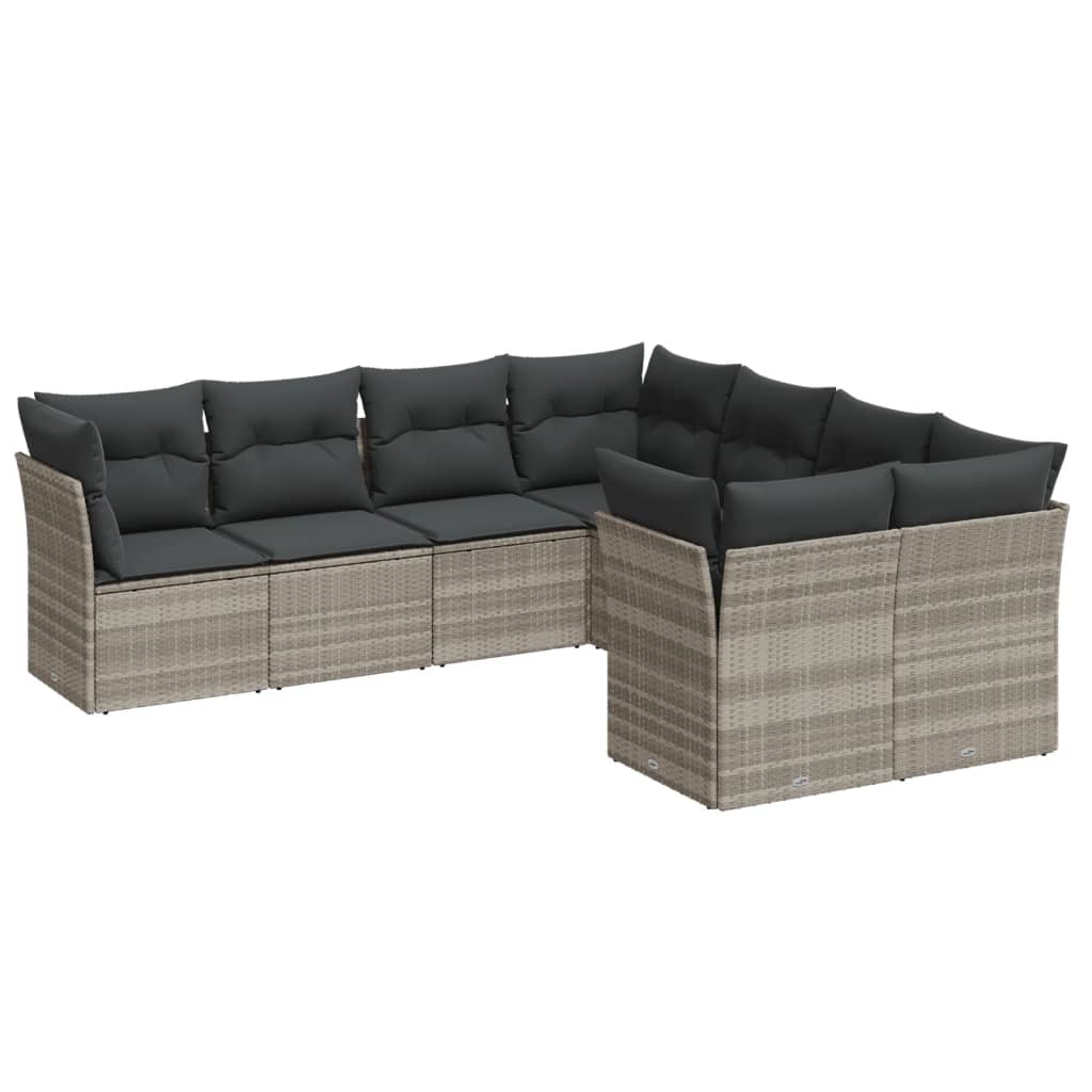 8-delige Loungeset met kussens poly rattan lichtgrijs is nu te koop bij PeponiXL, paradijselijk wonen!