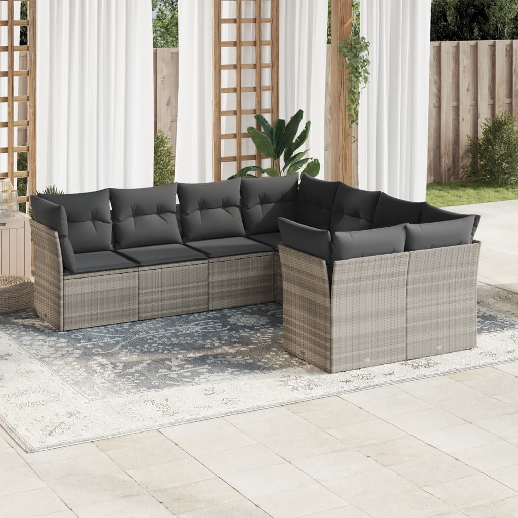 8-delige Loungeset met kussens poly rattan lichtgrijs is nu te koop bij PeponiXL, paradijselijk wonen!