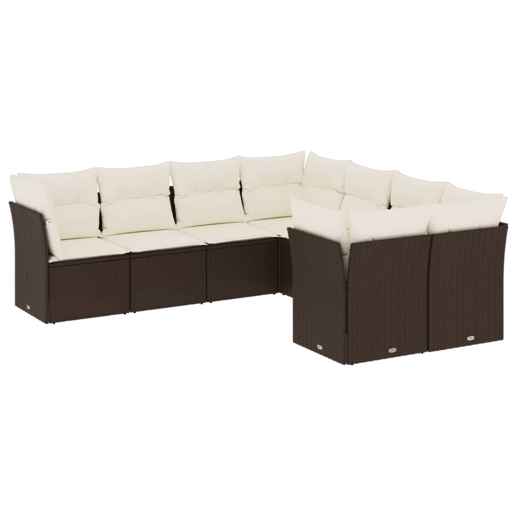 8-delige Loungeset met kussens poly rattan bruin is nu te koop bij PeponiXL, paradijselijk wonen!