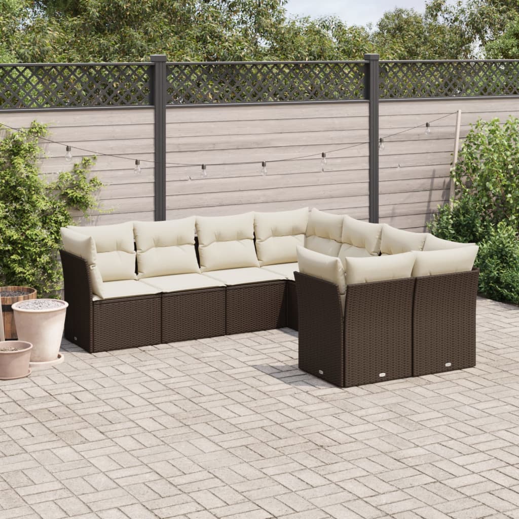 8-delige Loungeset met kussens poly rattan bruin is nu te koop bij PeponiXL, paradijselijk wonen!