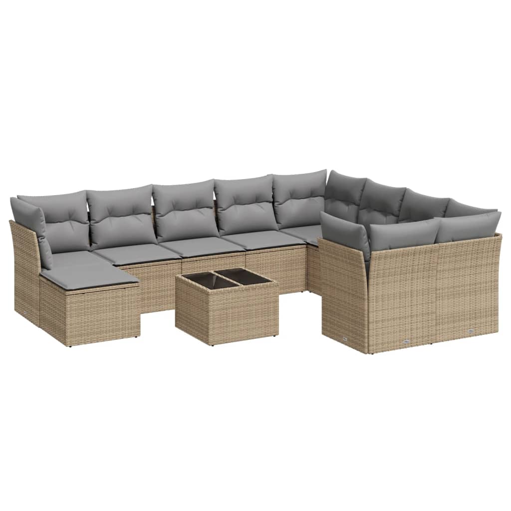 11-delige Tuinset met kussens poly rattan beige is nu te koop bij PeponiXL, paradijselijk wonen!