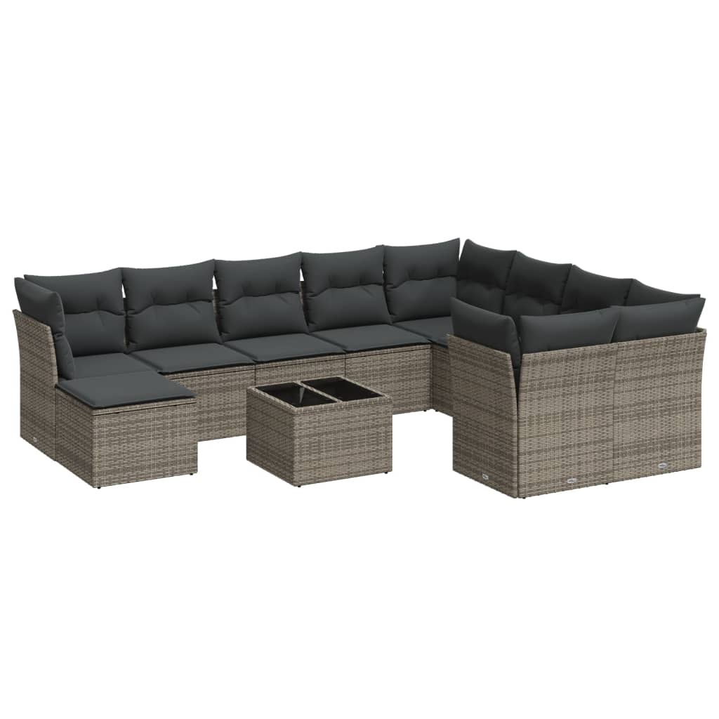 11-delige Loungeset met kussens poly rattan grijs is nu te koop bij PeponiXL, paradijselijk wonen!