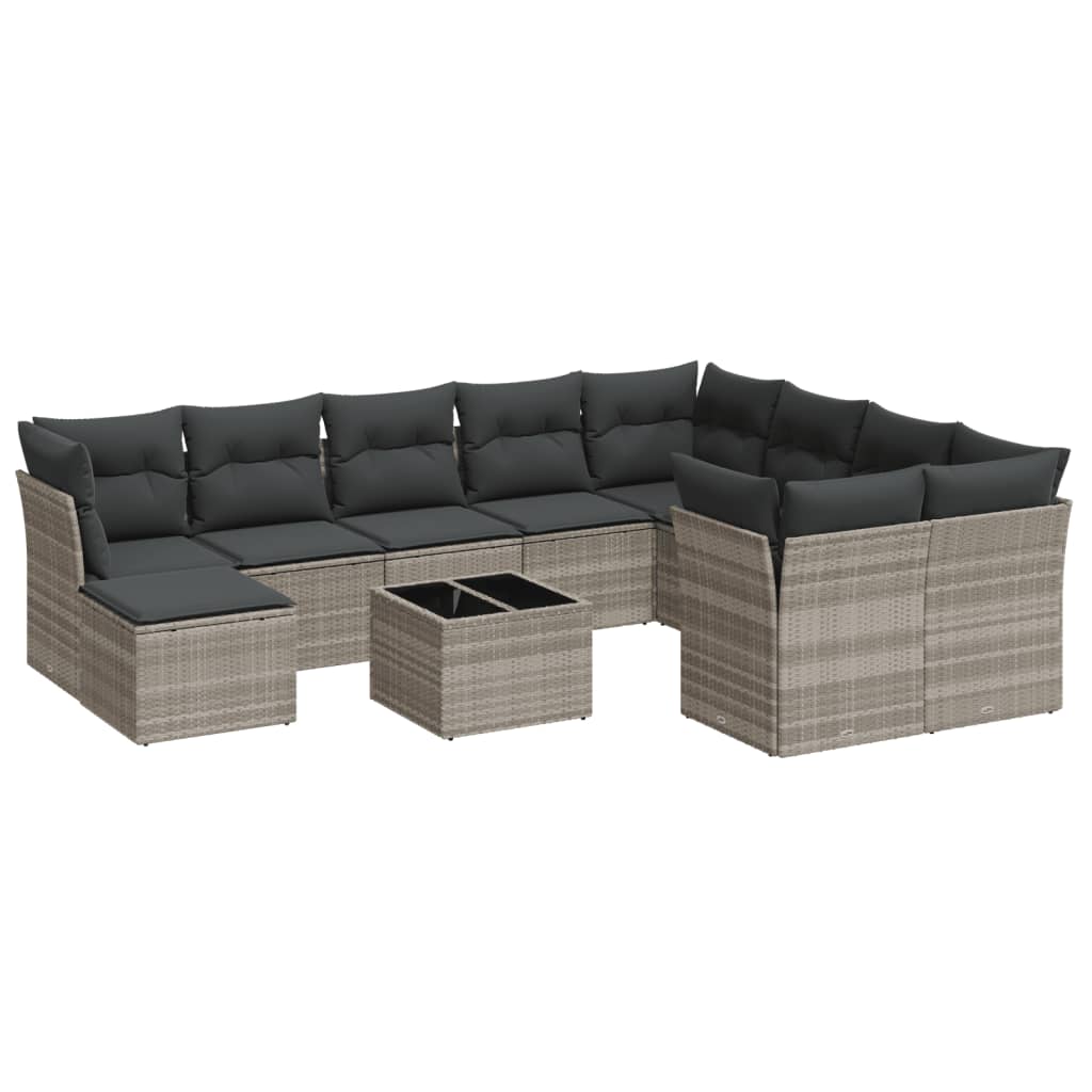 11-delige Loungeset met kussens poly rattan lichtgrijs is nu te koop bij PeponiXL, paradijselijk wonen!