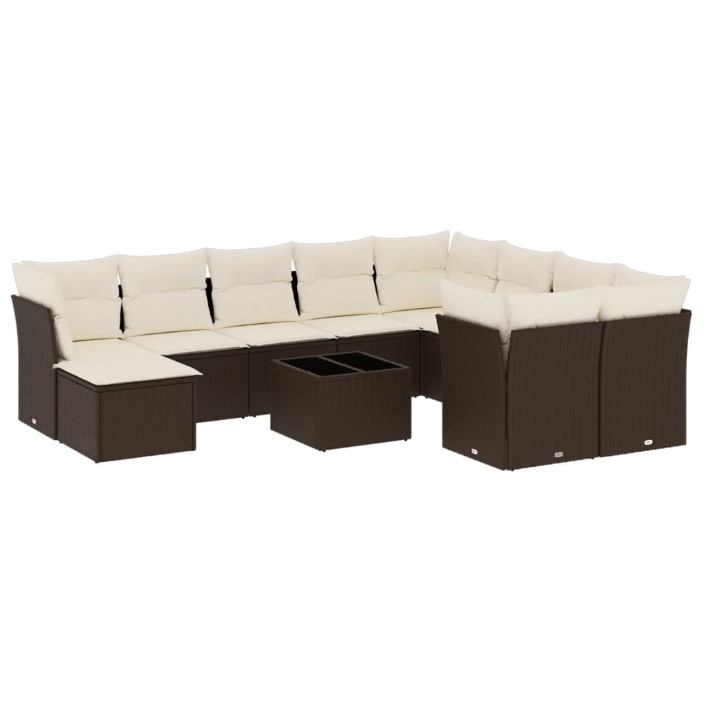 11-delige Loungeset met kussens poly rattan bruin is nu te koop bij PeponiXL, paradijselijk wonen!