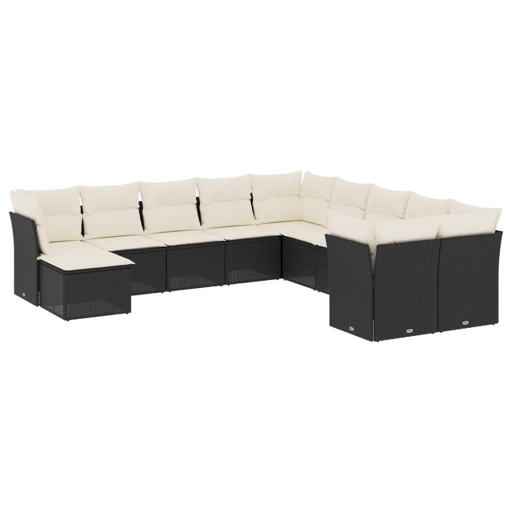 11-delige Loungeset met kussens poly rattan zwart is nu te koop bij PeponiXL, paradijselijk wonen!