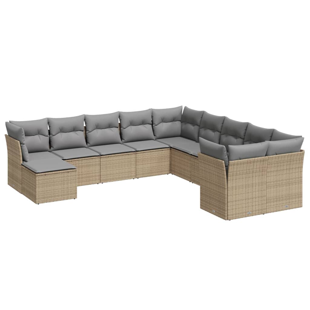 11-delige Tuinset met kussens poly rattan beige is nu te koop bij PeponiXL, paradijselijk wonen!
