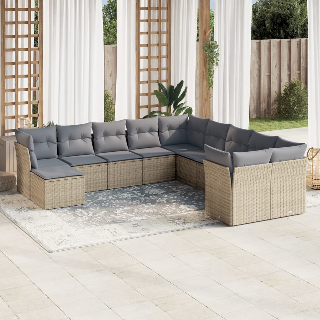 11-delige Tuinset met kussens poly rattan beige is nu te koop bij PeponiXL, paradijselijk wonen!
