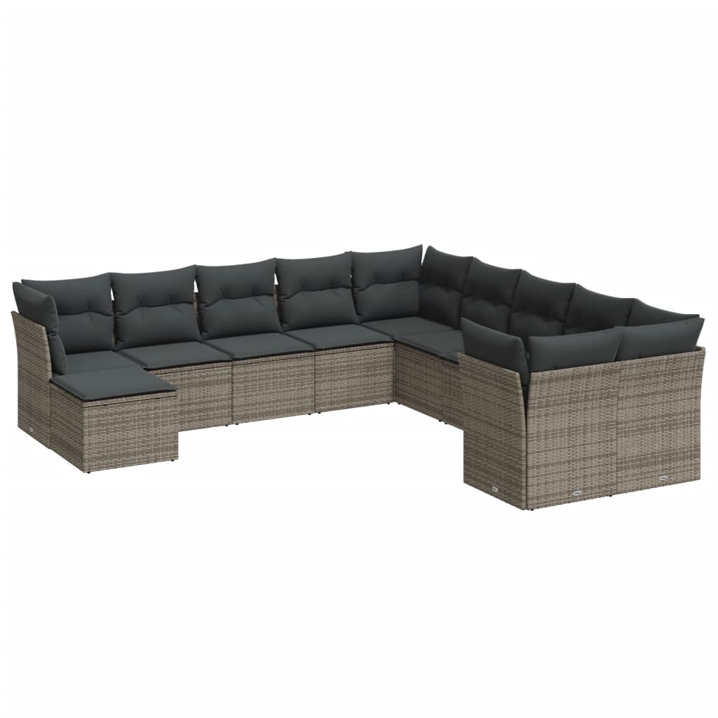 11-delige Loungeset met kussens poly rattan grijs is nu te koop bij PeponiXL, paradijselijk wonen!