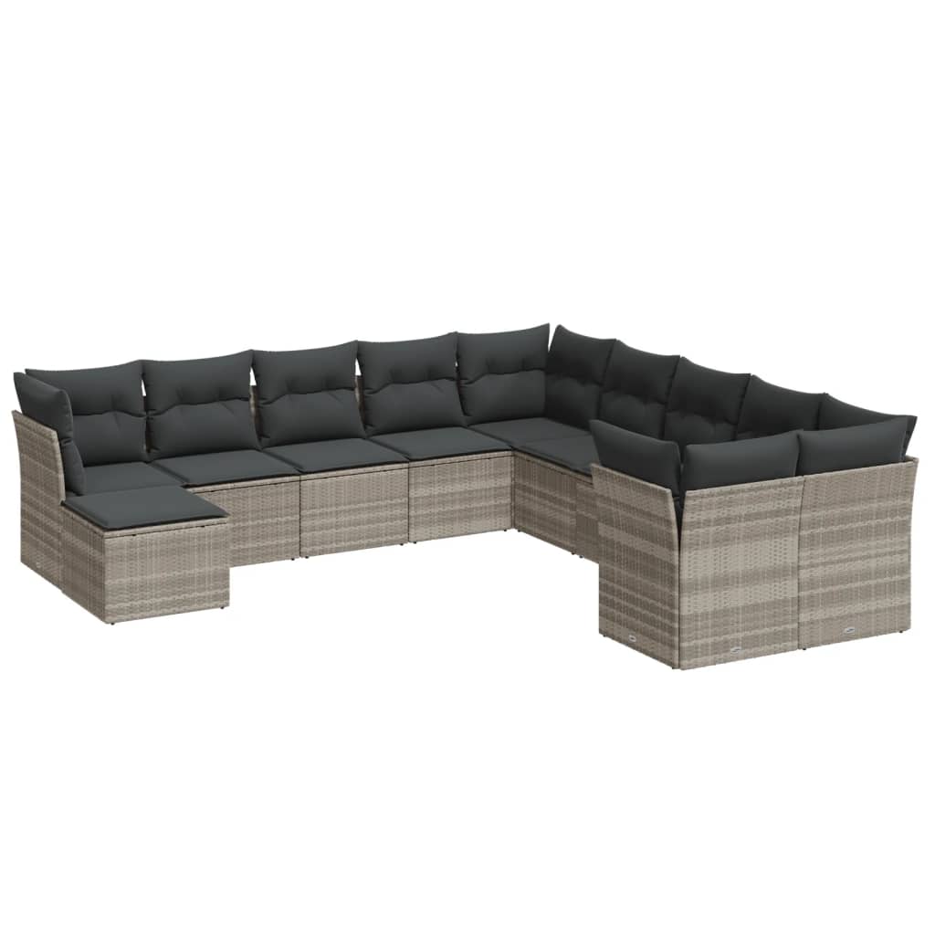 11-delige Loungeset met kussens poly rattan lichtgrijs is nu te koop bij PeponiXL, paradijselijk wonen!