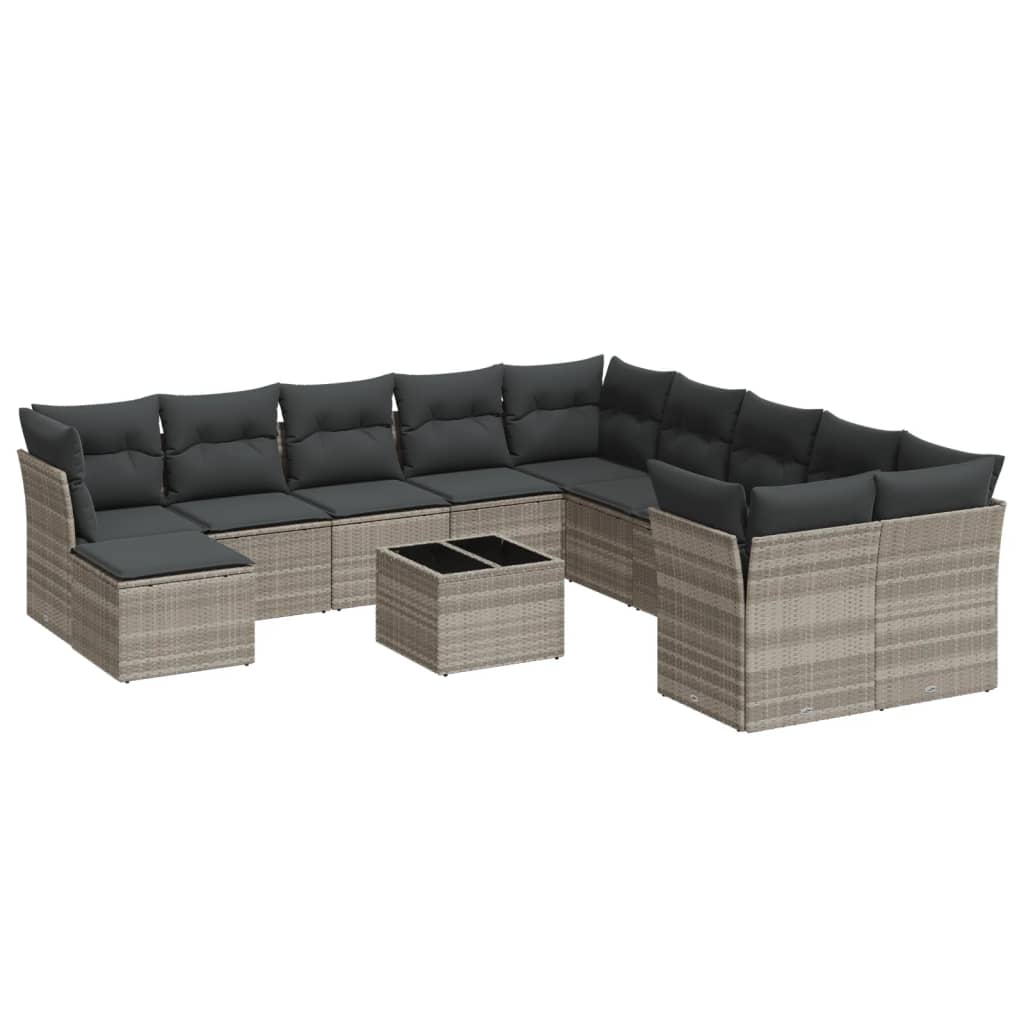 12-delige Loungeset met kussens poly rattan lichtgrijs is nu te koop bij PeponiXL, paradijselijk wonen!