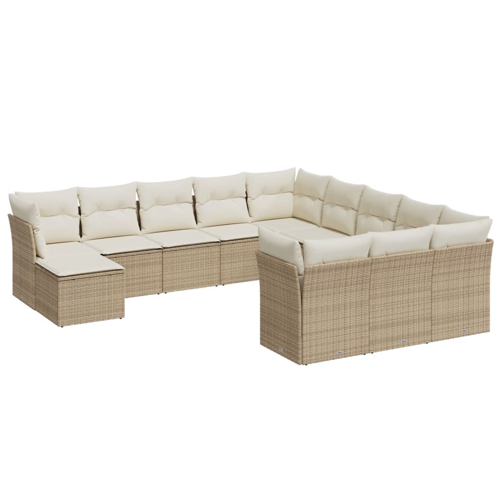 12-delige Loungeset met kussens poly rattan beige is nu te koop bij PeponiXL, paradijselijk wonen!