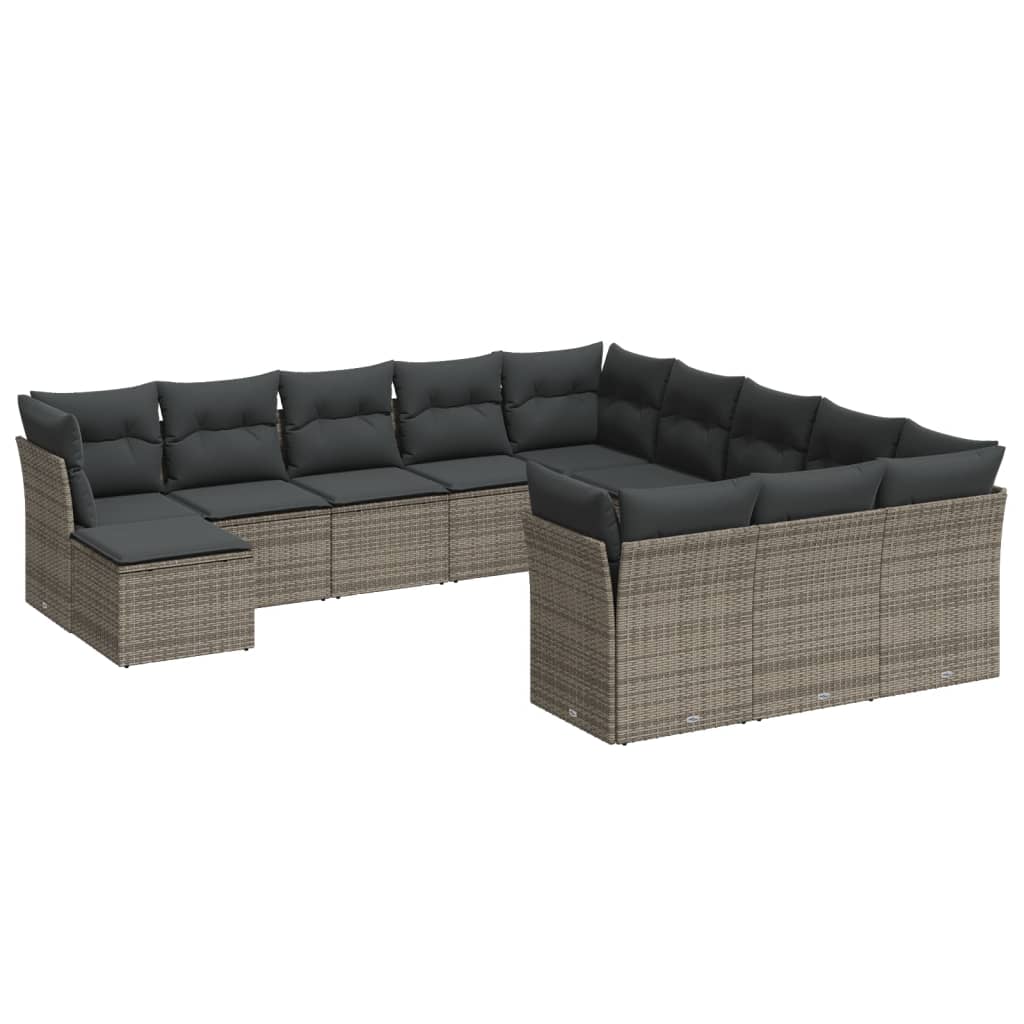 12-delige Loungeset met kussens poly rattan grijs is nu te koop bij PeponiXL, paradijselijk wonen!