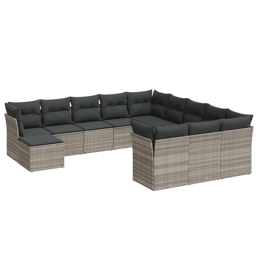 12-delige Loungeset met kussens poly rattan lichtgrijs is nu te koop bij PeponiXL, paradijselijk wonen!