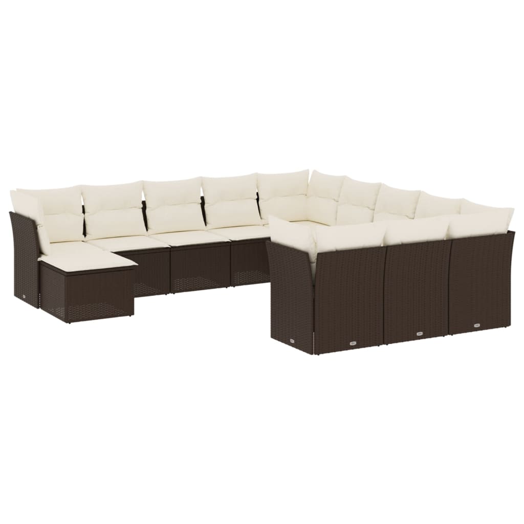 12-delige Loungeset met kussens poly rattan bruin is nu te koop bij PeponiXL, paradijselijk wonen!