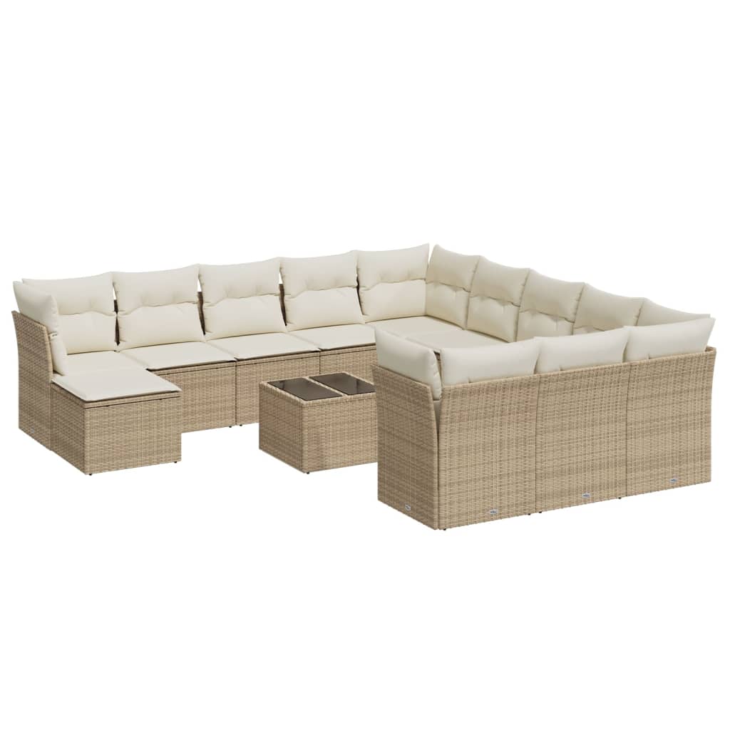 13-delige Loungeset met kussens poly rattan beige is nu te koop bij PeponiXL, paradijselijk wonen!