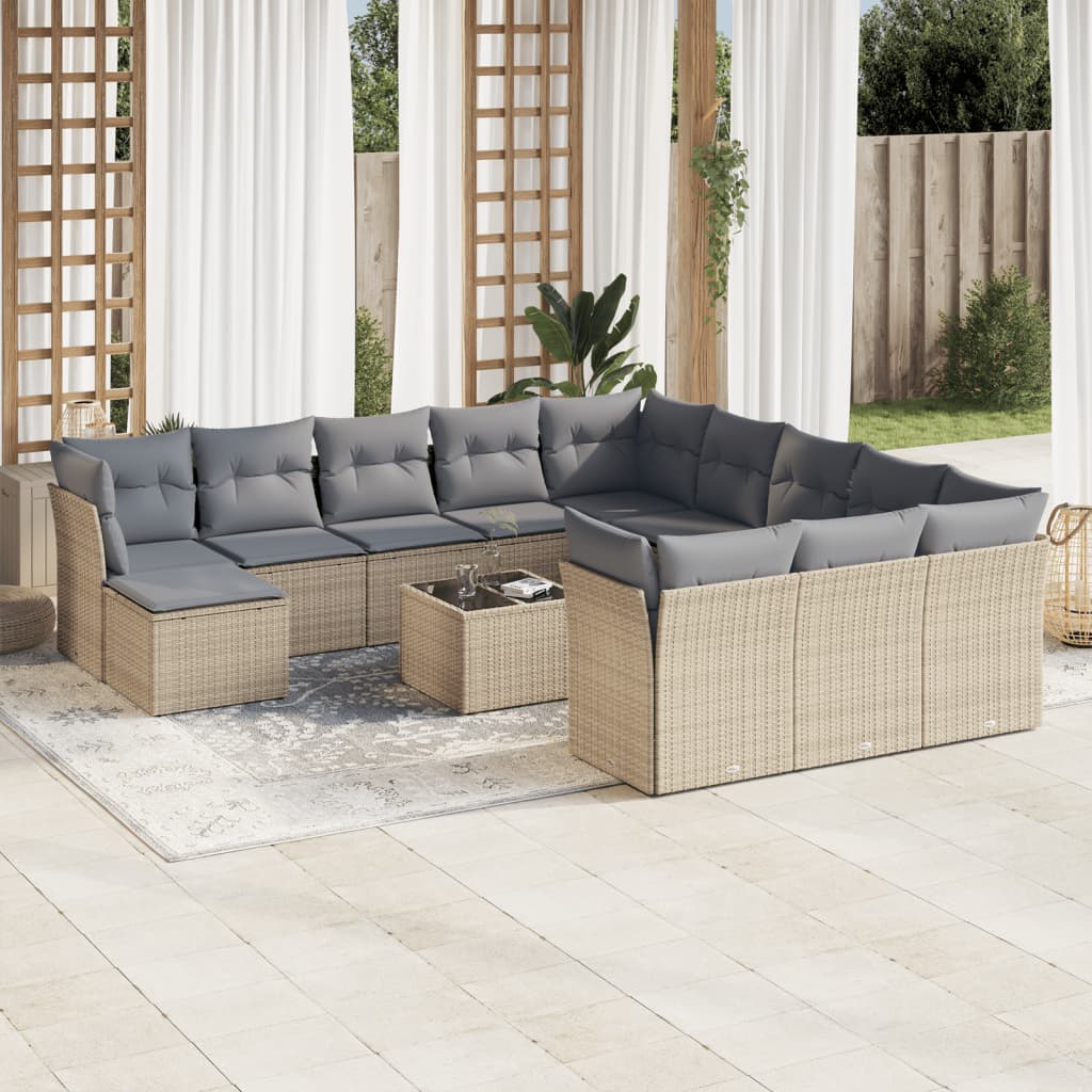 13-delige Loungeset met kussens poly rattan beige is nu te koop bij PeponiXL, paradijselijk wonen!