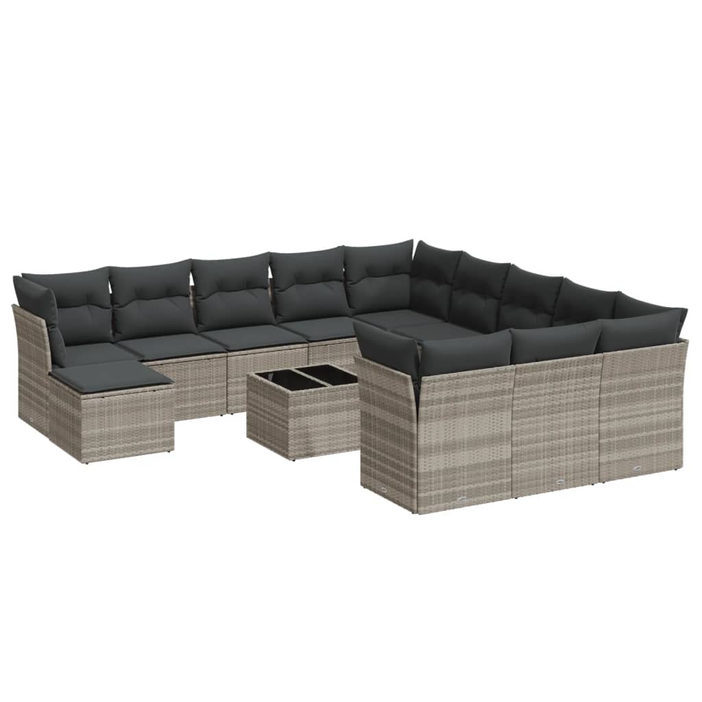 13-delige Loungeset met kussens poly rattan lichtgrijs is nu te koop bij PeponiXL, paradijselijk wonen!