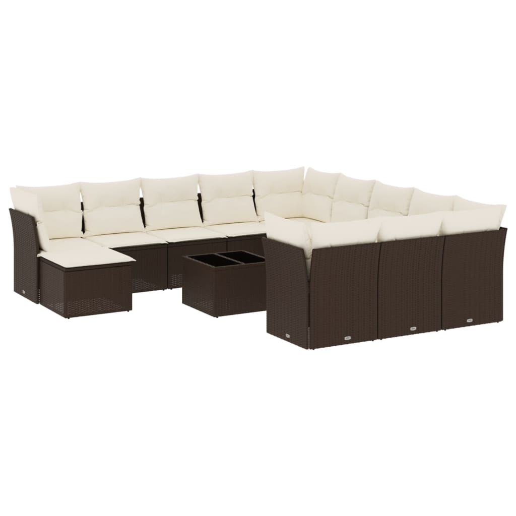 13-delige Loungeset met kussens poly rattan bruin is nu te koop bij PeponiXL, paradijselijk wonen!