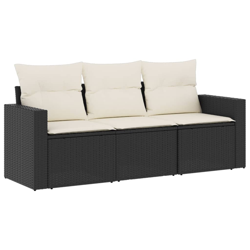 3-delige Loungeset met kussens poly rattan zwart is nu te koop bij PeponiXL, paradijselijk wonen!