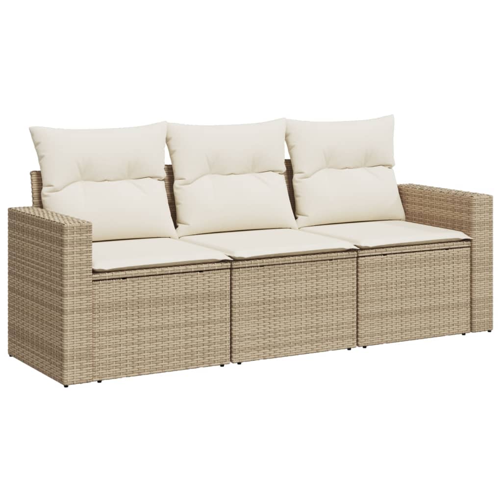 3-delige Loungeset met kussens poly rattan beige is nu te koop bij PeponiXL, paradijselijk wonen!