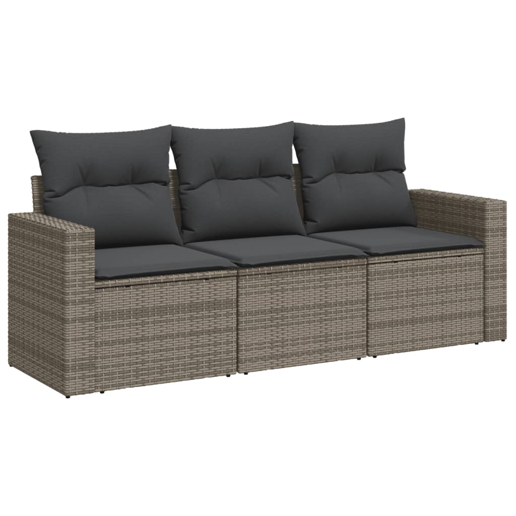3-delige Loungeset met kussens poly rattan grijs is nu te koop bij PeponiXL, paradijselijk wonen!