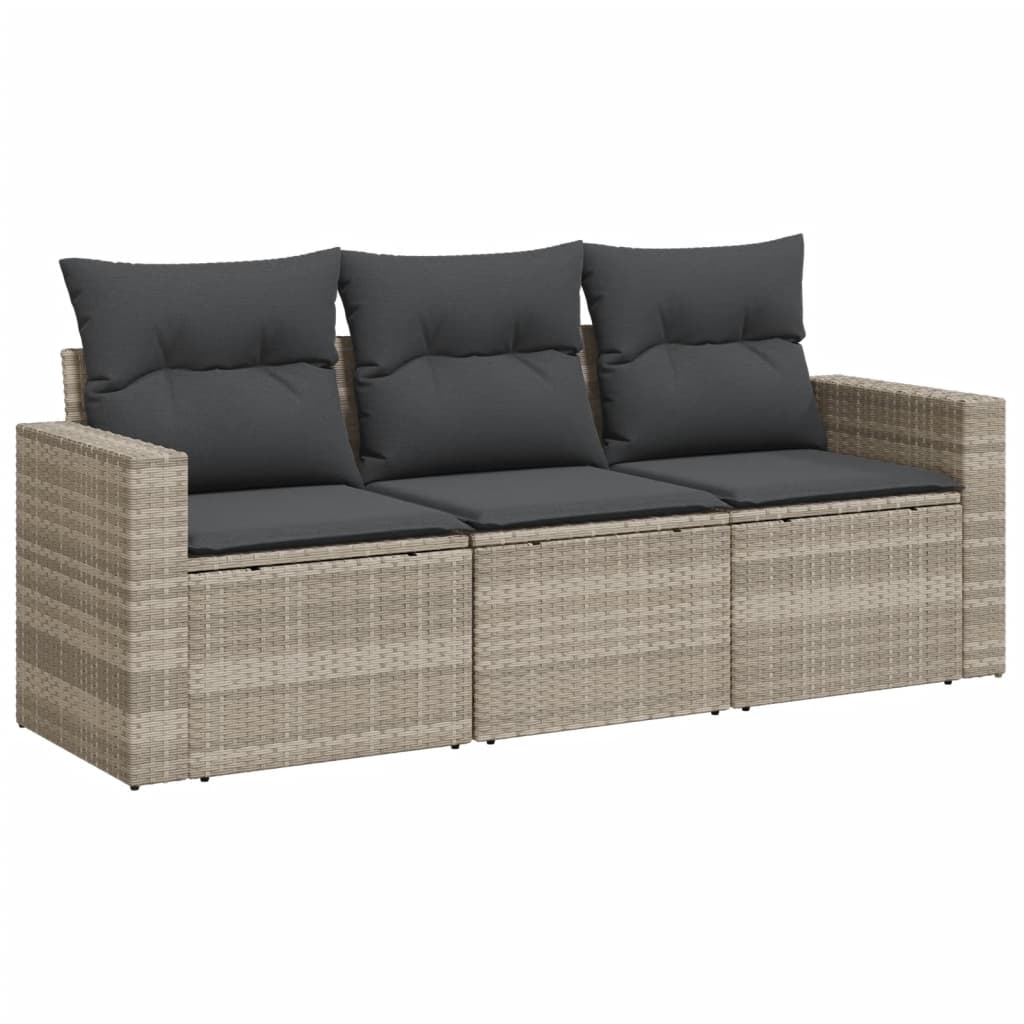 3-delige Loungeset met kussens poly rattan lichtgrijs is nu te koop bij PeponiXL, paradijselijk wonen!