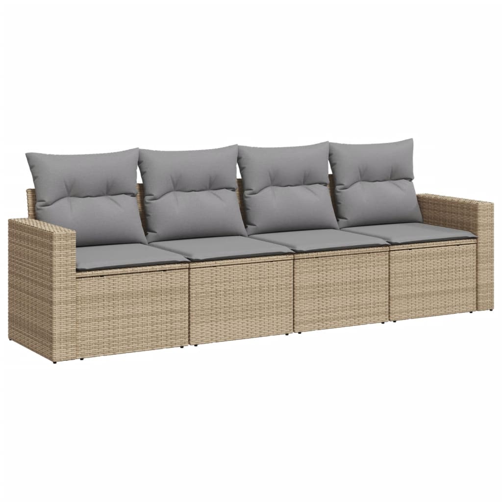 4-delige Loungeset met kussens poly rattan beige is nu te koop bij PeponiXL, paradijselijk wonen!