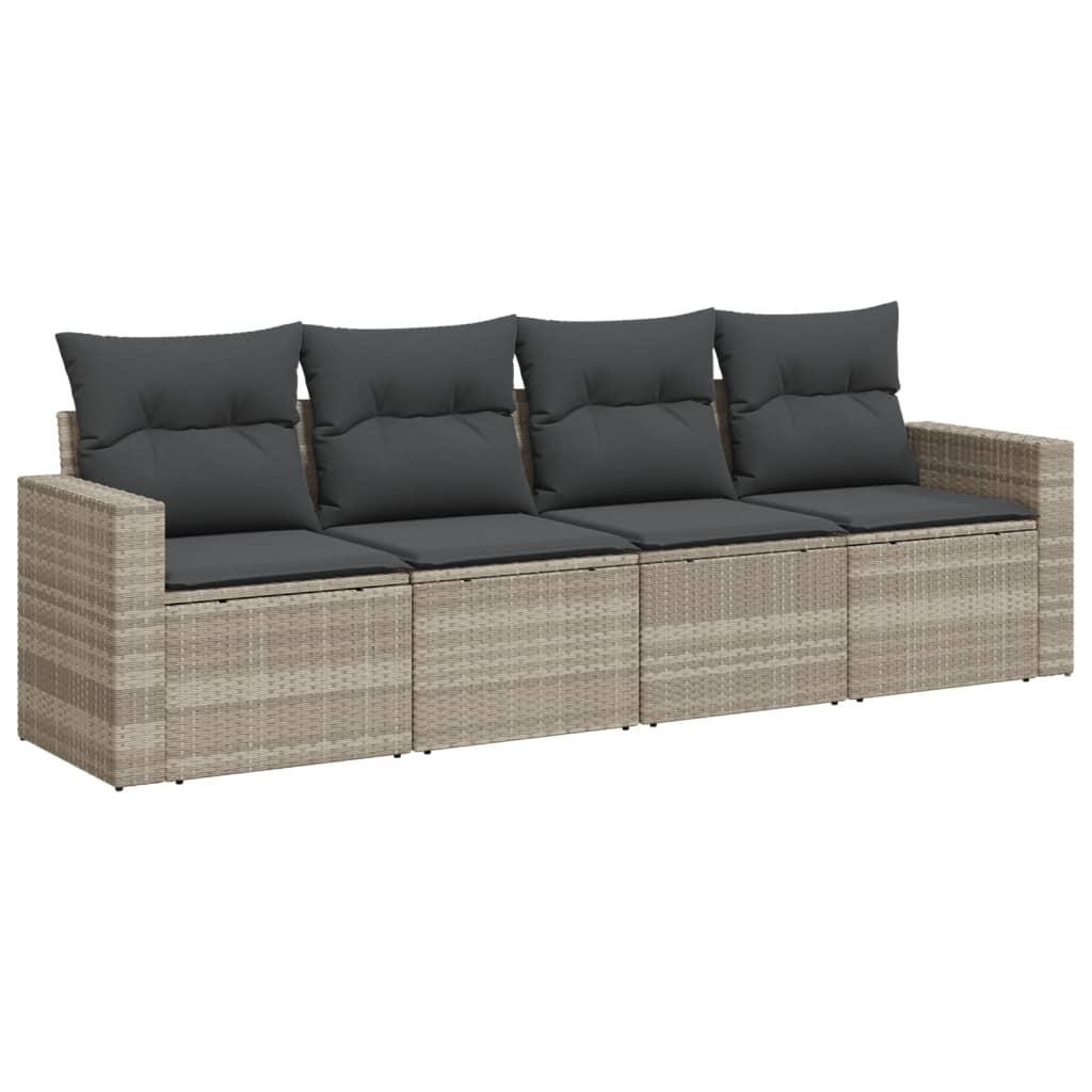 4-delige Loungeset met kussens poly rattan lichtgrijs is nu te koop bij PeponiXL, paradijselijk wonen!
