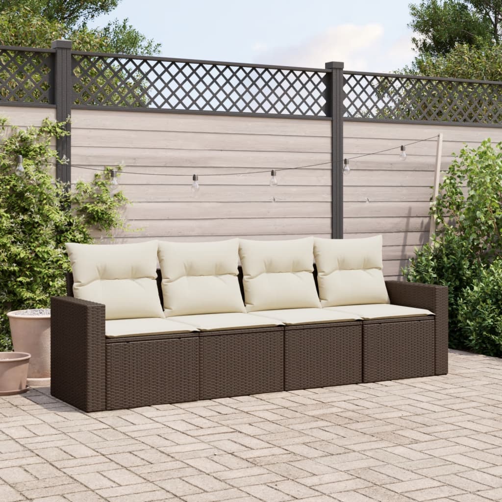 4-delige Loungeset met kussens poly rattan bruin is nu te koop bij PeponiXL, paradijselijk wonen!