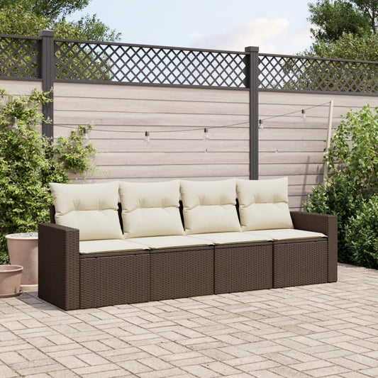 4-delige Loungeset met kussens poly rattan bruin is nu te koop bij PeponiXL, paradijselijk wonen!