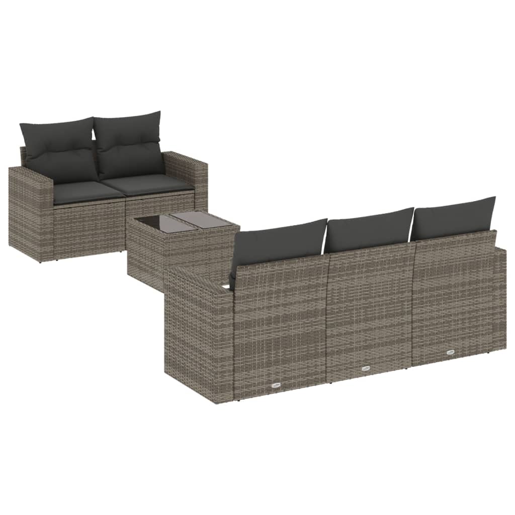 6-delige Loungeset met kussens poly rattan grijs is nu te koop bij PeponiXL, paradijselijk wonen!