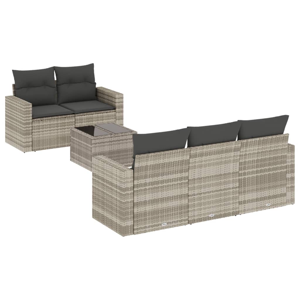 6-delige Loungeset met kussens poly rattan lichtgrijs is nu te koop bij PeponiXL, paradijselijk wonen!