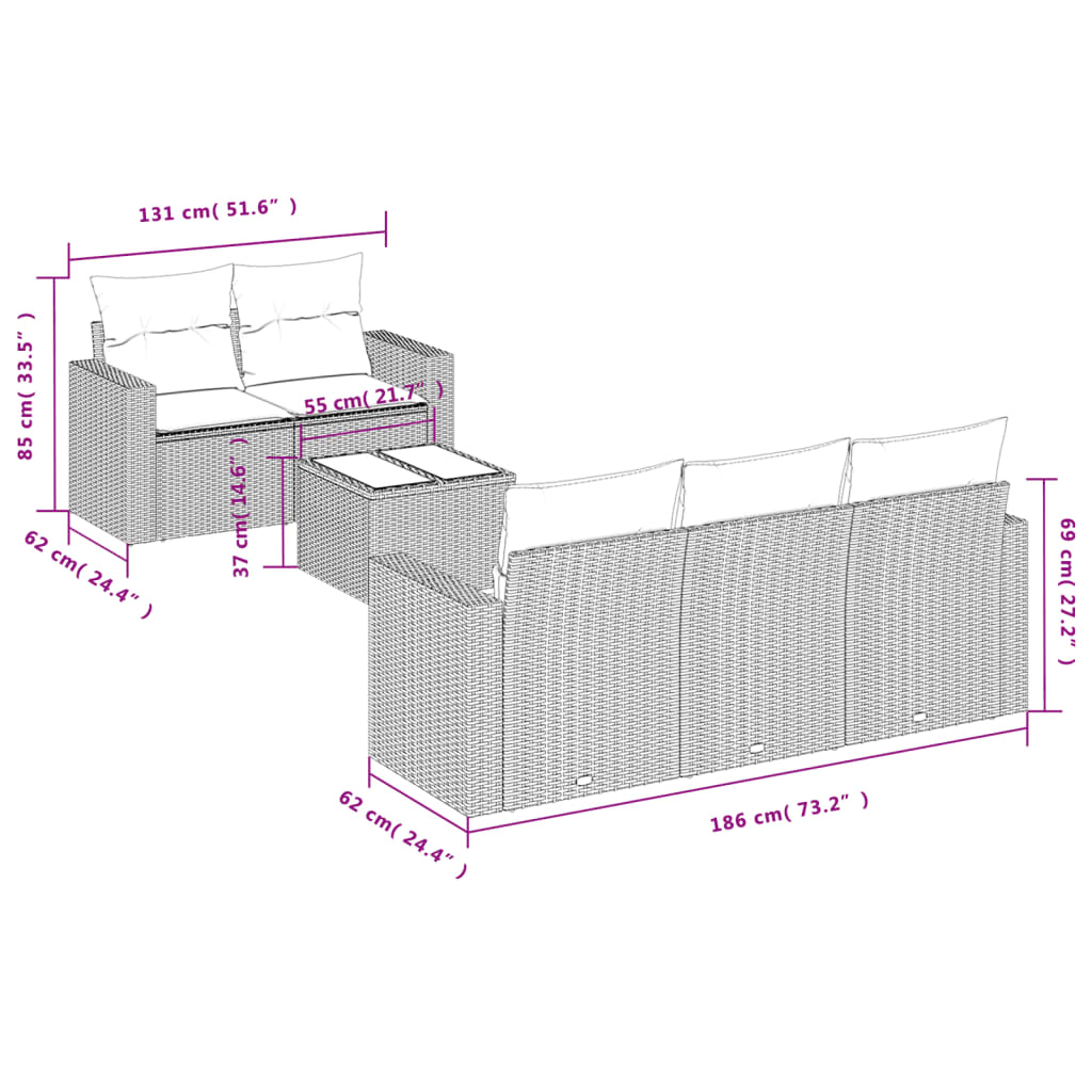 6-delige Loungeset met kussens poly rattan lichtgrijs is nu te koop bij PeponiXL, paradijselijk wonen!
