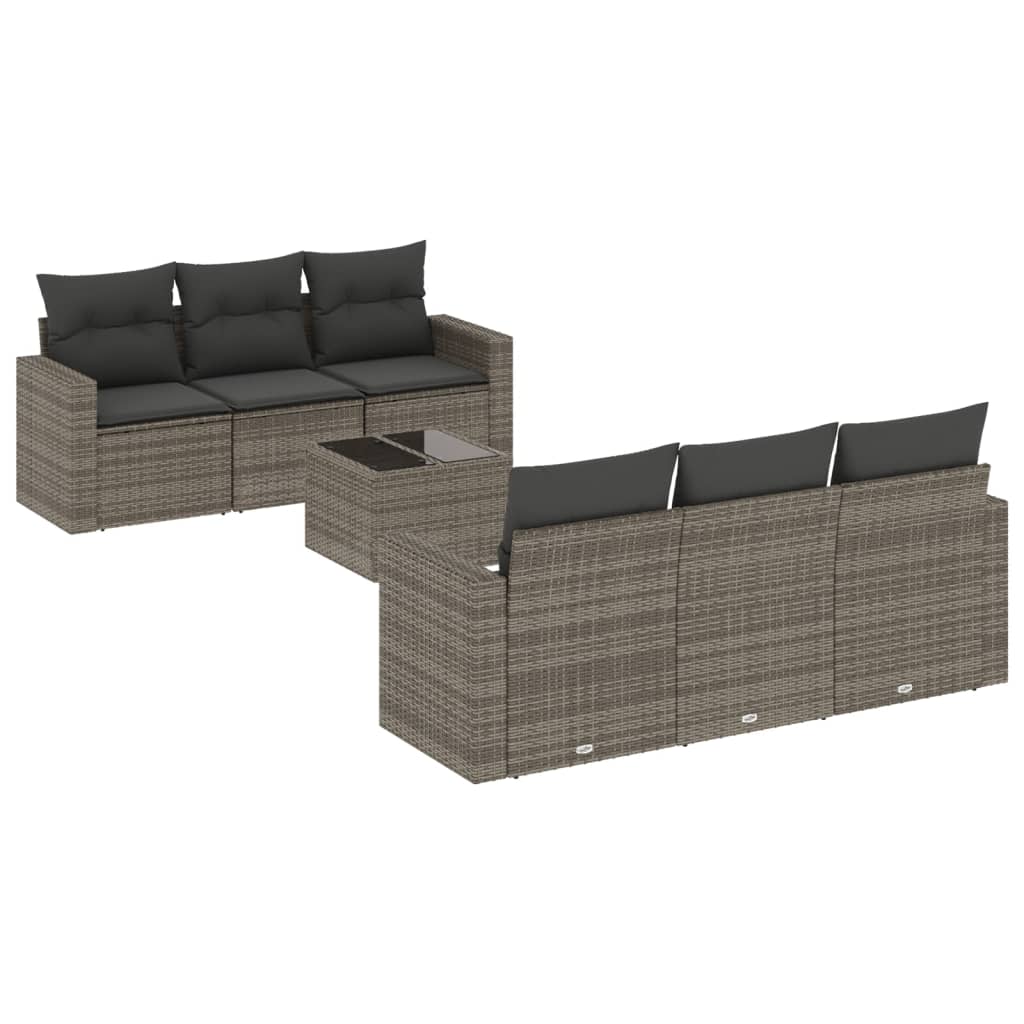 7-delige Loungeset met kussens poly rattan grijs is nu te koop bij PeponiXL, paradijselijk wonen!
