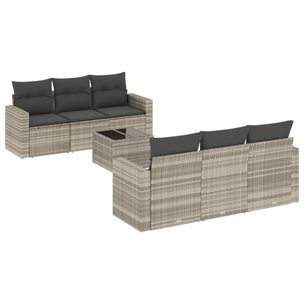 7-delige Loungeset met kussens poly rattan lichtgrijs is nu te koop bij PeponiXL, paradijselijk wonen!