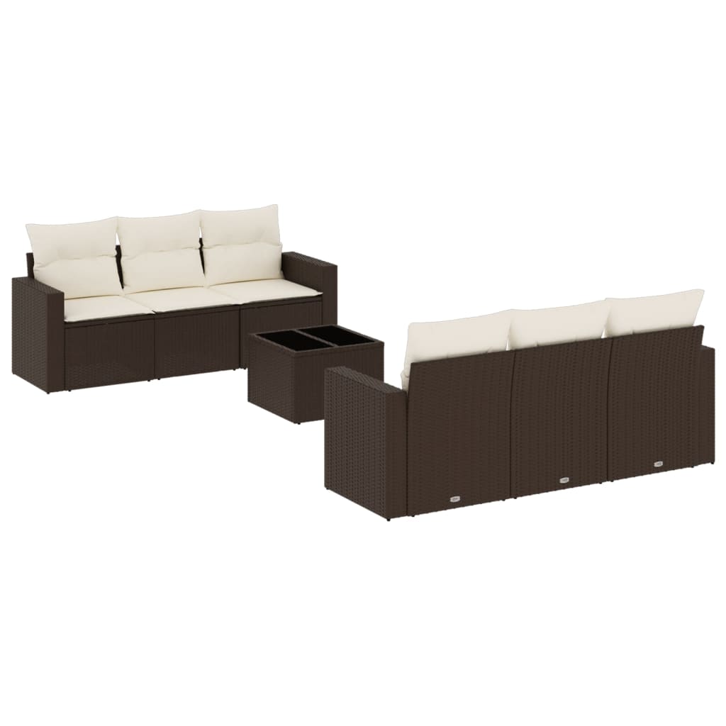 7-delige Loungeset met kussens poly rattan bruin is nu te koop bij PeponiXL, paradijselijk wonen!
