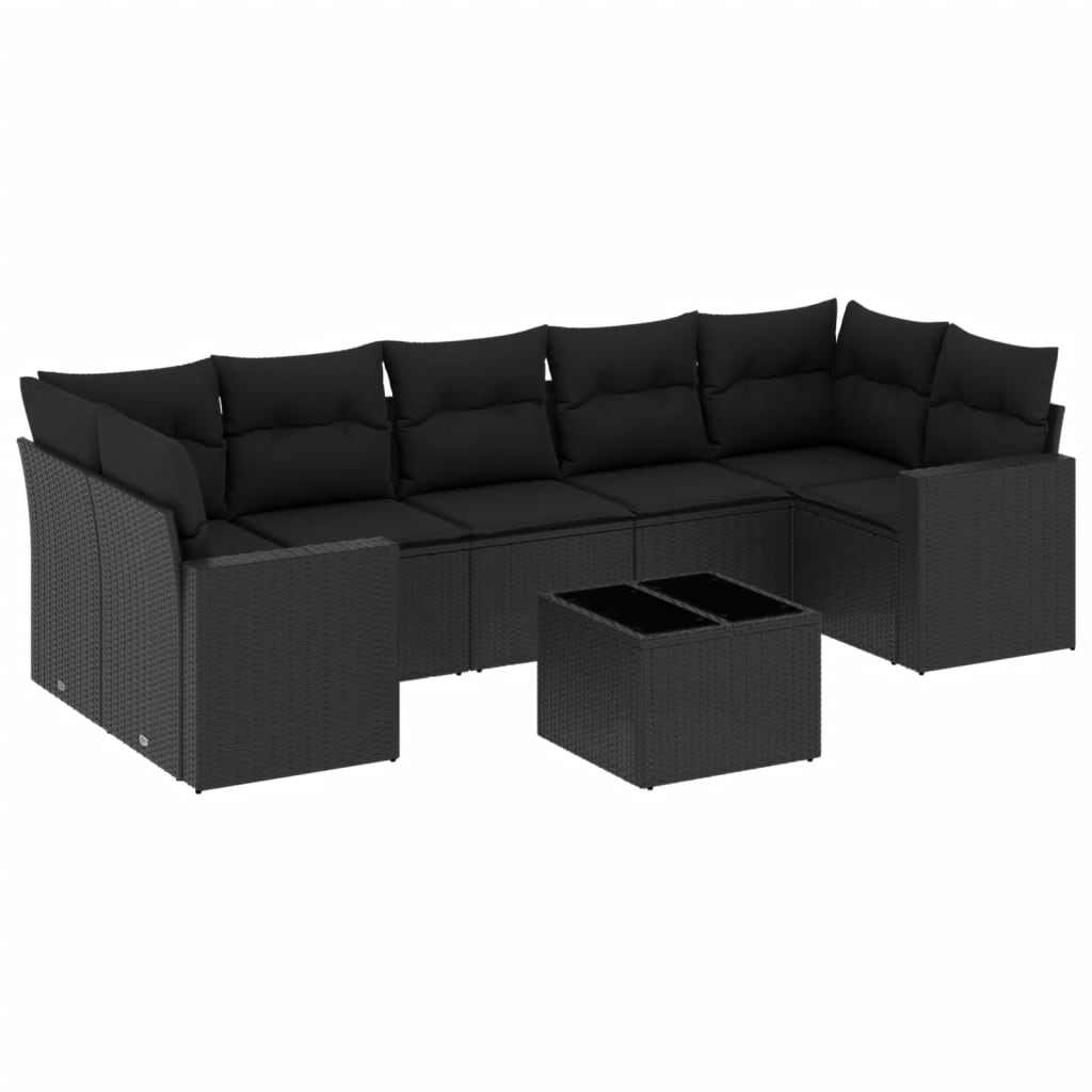 8-delige Loungeset met kussens poly rattan zwart is nu te koop bij PeponiXL, paradijselijk wonen!